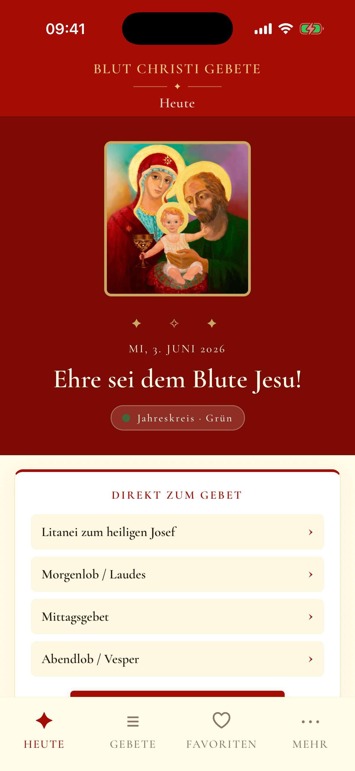 Gebete der Gemeinschaft – Heute-Ansicht