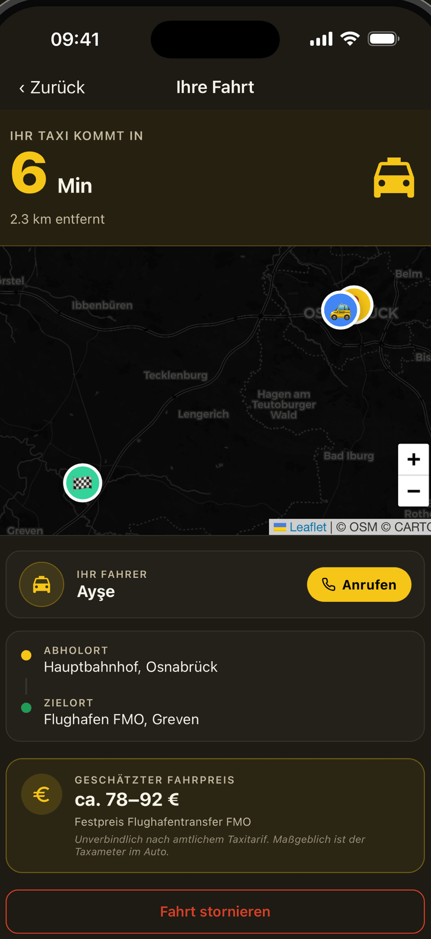 Taxi Lotte App – Live-Tracking